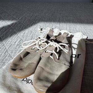 Piper Finn Taupe Leather Lace-Up Shoes